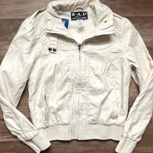 B.A.D white leather coat medium